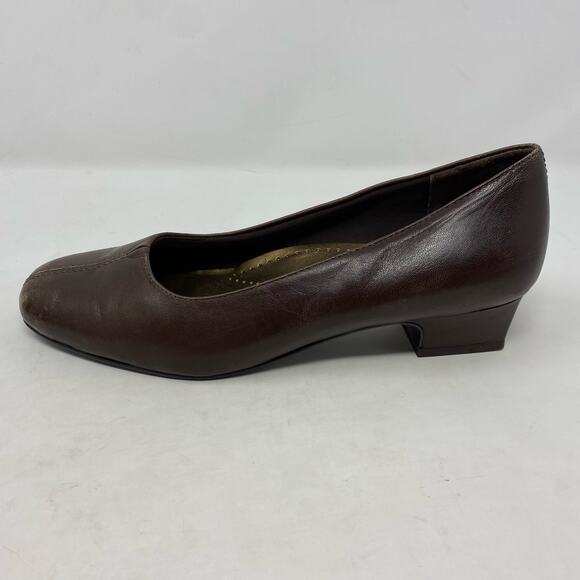 Trotters Brown Leather Doris Block Kitten Heel Pump Womens Size 8 - Picture 2 of 8